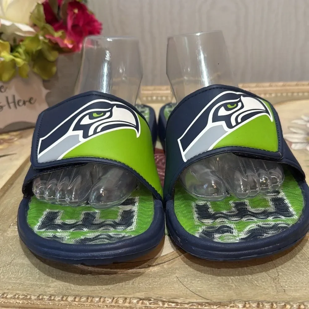 FOCO Seattle Seahawks NFL Unisex Gel Slides Flip Flops Sandals Sz S M:7/8 W:8/9